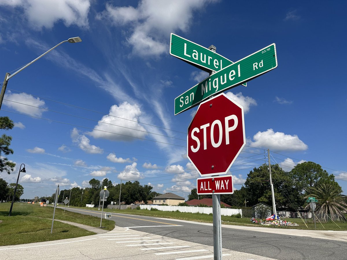 A four-way stop was installed this morning at the intersection of San Miguel Rd. &amp; Laurel Ave. in Osceola County where three kids and their grandma were killed after a teen ran a stop sign and hit the family. <a href="/MyNews13/">Spectrum News 13</a>
