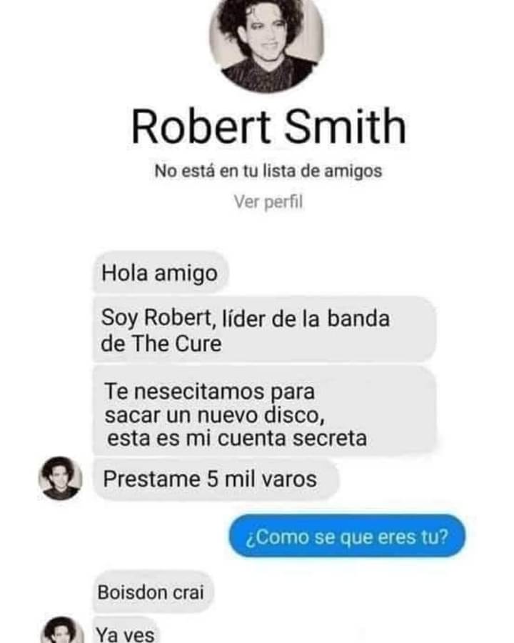 LukaBanjah's tweet image. Me ha escrito Robert Smith.
