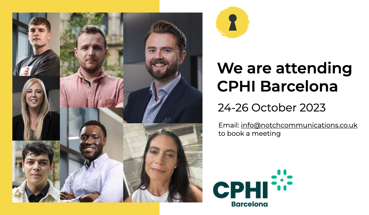 NotchCom's tweet image. Notch is excited to be attending #CPHI2023 in Barcelona! 💊🇪🇸  

We are ready to make connections and discuss how we can create marketing brilliance for our partners from 24-26 October. Email us at info@notchcommunications.co.uk to set up a meeting and learn more. @CPHI_Events