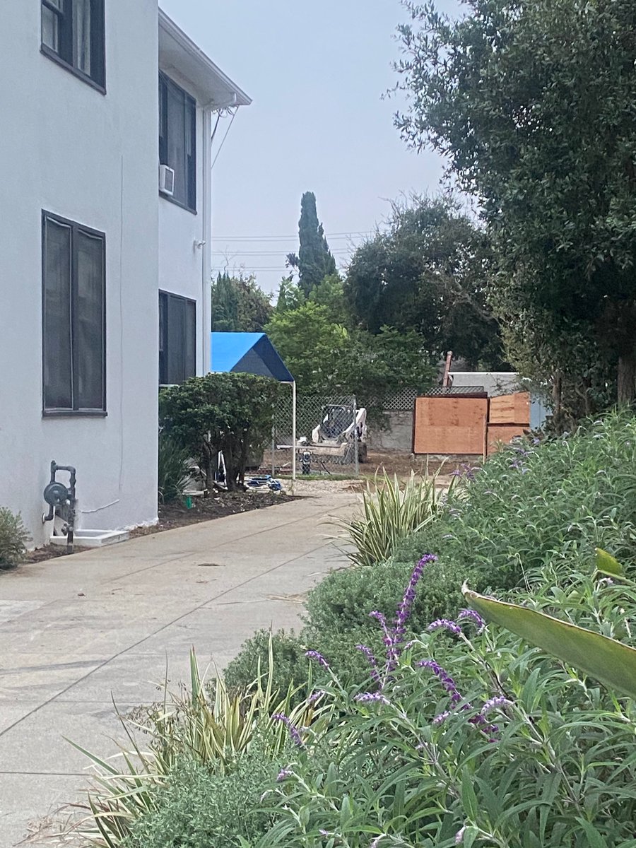 Two weeks ago there was a massive unused  lawn, an old house with a large patio, a garage and carport behind this two story duplex. I’m looking forward to seeing three stories, at least,  with some affordable units  going up soon. Please! #southpasadena