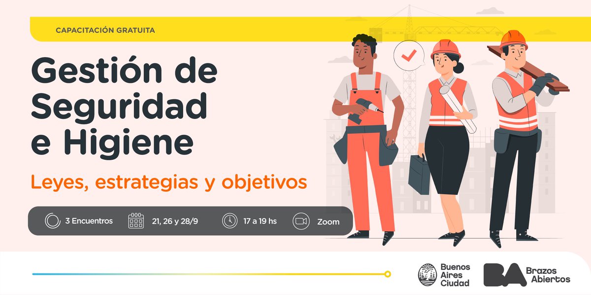 La seguridad e higiene dentro de un ambiente laboral es importante para la comodidad y para obtener mejores resultados. Por eso… ¡Te traemos el curso virtual y gratuito “Gestión de seguridad e higiene”!
📆 El 21, 26 y 28/9, de 17 a 19 hs.
✍️ Anotate en bit.ly/GestionSegeHig