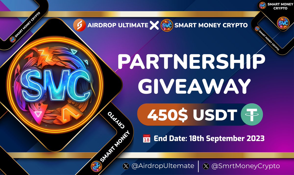 Airdrop Ultimate (@airdropultemate) on Twitter photo 🥳 SmartMoneyCrypto X Airdrop Ultimate #Giveaway
🏆 Prize Pool «» 450$ USDT
✅ Follow <a href="/AirdropUltemate/">Airdrop Ultimate</a> &
<a href="/SmrtMoneyCrypto/">Smart Money Crypto</a>
✅ Like, RT & Tag 3 Friends
✅ Complete #Gleam⤵️
gleam.io/piyyj/smart-mo…
⏳ Ends 18th Sep
#SmartMoneyCrypto #Airdrop #Giveaway #Crypto #USDT #BSC #SMC 🥳 SmartMoneyCrypto X Airdrop Ultimate #Giveaway
🏆 Prize Pool «» 450$ USDT
✅ Follow <a href="/AirdropUltemate/">Airdrop Ultimate</a> &
<a href="/SmrtMoneyCrypto/">Smart Money Crypto</a>
✅ Like, RT & Tag 3 Friends
✅ Complete #Gleam⤵️
gleam.io/piyyj/smart-mo…
⏳ Ends 18th Sep
#SmartMoneyCrypto #Airdrop #Giveaway #Crypto #USDT #BSC #SMC