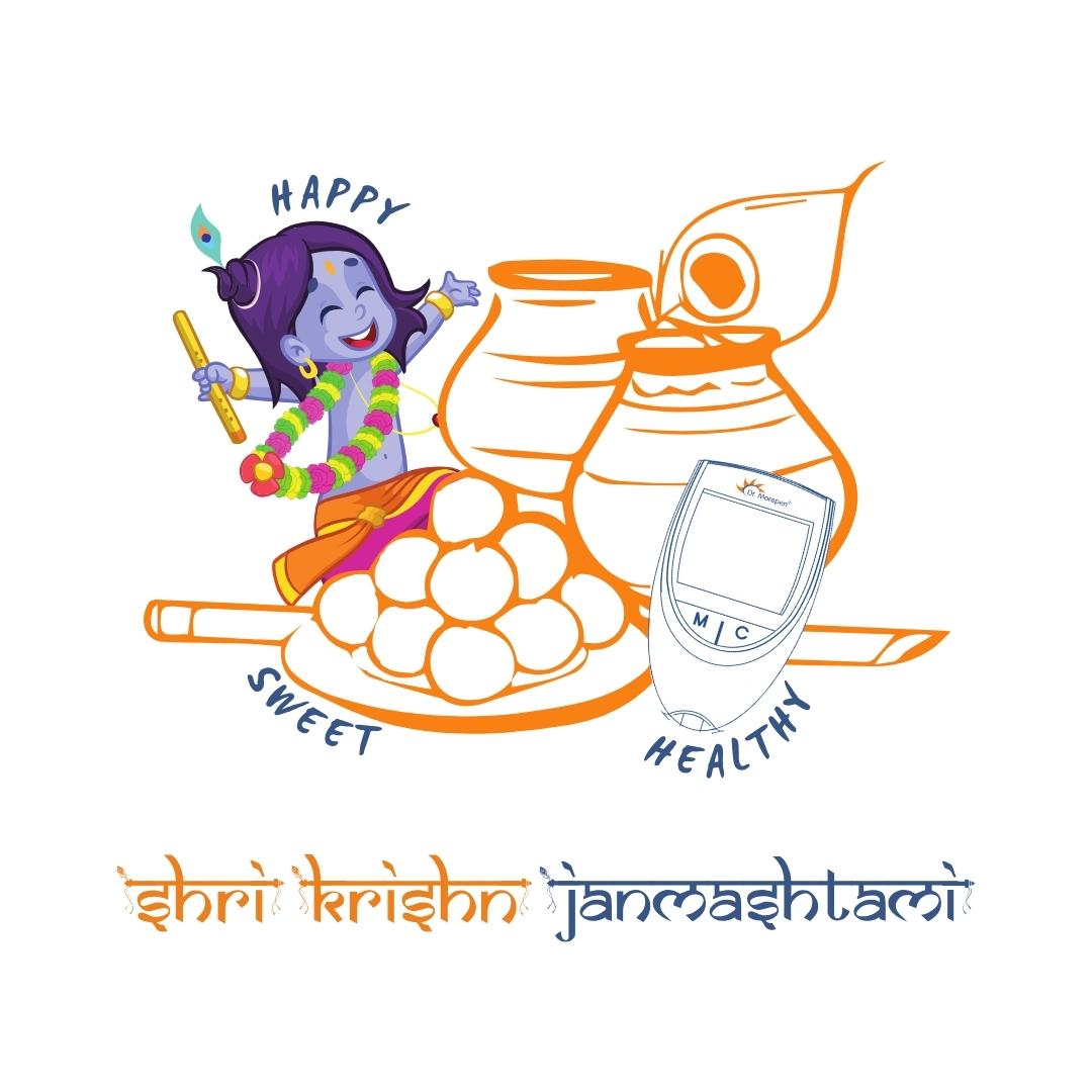 DrMorepenDevice's tweet photo. #drmorepen wishes you a Happy, Sweet and #healthy  #Janmashtami  ! 🙏 Let's #celebrateresponsibly ! 😊

#JaiShreeKrishna  #indianfestival  #healthcare  #selfcare  #diabetes #glucose #homehealth https://t.co/GWkuKunZ7p