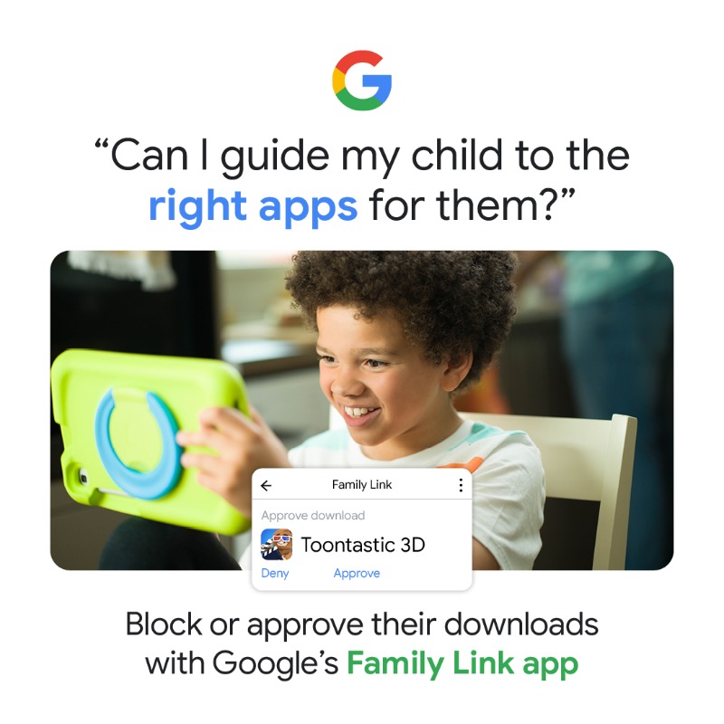 Google's tweet photo. Discover online safety tools to help keep your family safer online. 
Visit https://t.co/CFnAPDUeNG