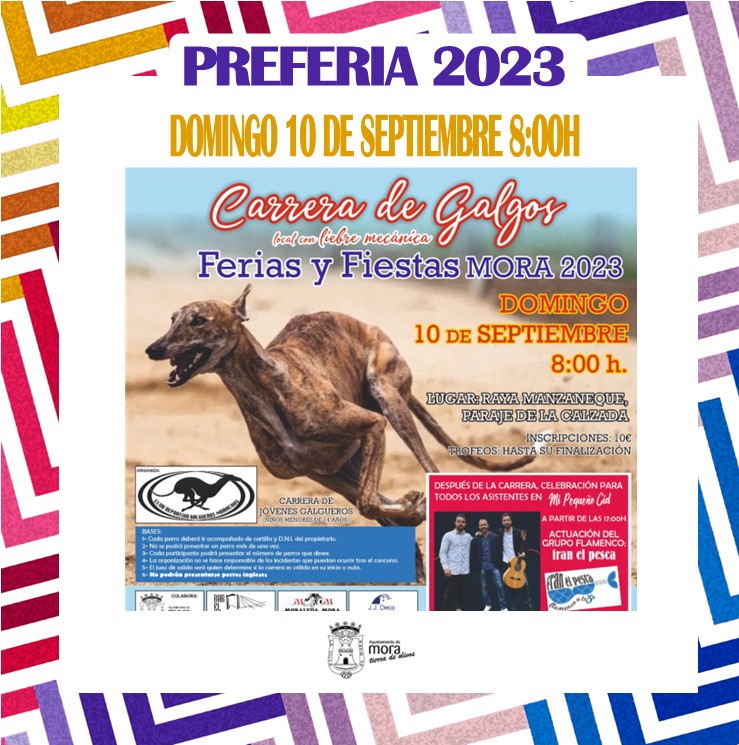 #Feria2023Mora - 𝗗𝗢𝗠𝗜𝗡𝗚𝗢 𝟭𝟬 - 𝟴𝗵 
En el pozo de la raya de Manzaneque, “Paraje de la Calzada”, 𝗖𝗮𝗿𝗿𝗲𝗿𝗮 𝗱𝗲 𝗚𝗮𝗹𝗴𝗼𝘀 𝗼𝗿𝗴𝗮𝗻𝗶𝘇𝗮𝗱𝗮 𝗽𝗼𝗿 𝗲𝗹 𝗖𝗹𝘂𝗯 𝗗𝗲𝗽𝗼𝗿𝘁𝗶𝘃𝗼 “𝗚𝗮𝗹𝗴𝘂𝗲𝗿𝗼𝘀 𝗠𝗼𝗿𝗮𝗰𝗵𝗼𝘀” en colaboración con el Ayto de Mora
#Mora