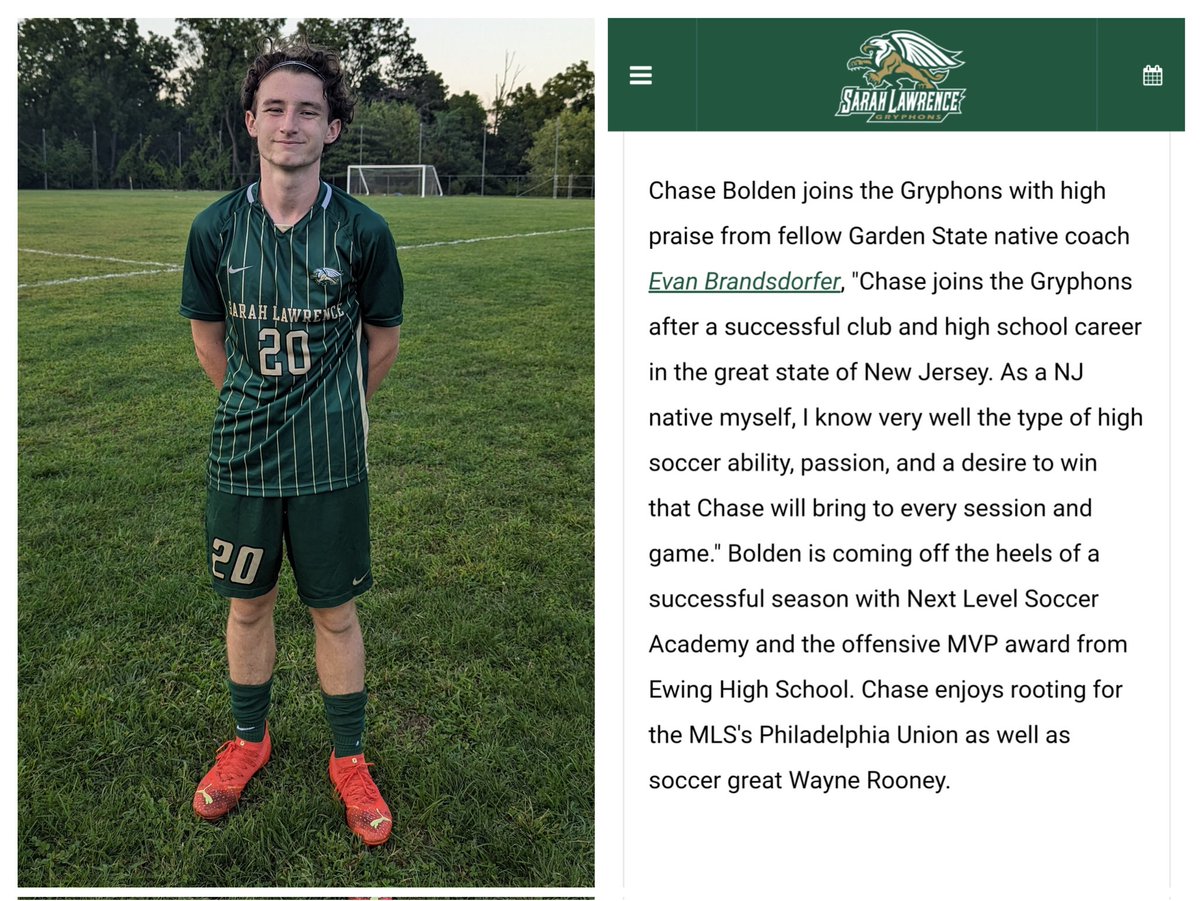 Chase got his first minutes of college soccer for <a href="/SLCGryphons/">Sarah Lawrence College Athletics</a> today. He went in on defense and instantly won a header. Later he sprinted back to track down and tackle the other team's striker to end a breakaway. 

Attached is the writeup from the coach announcing him joining SLC