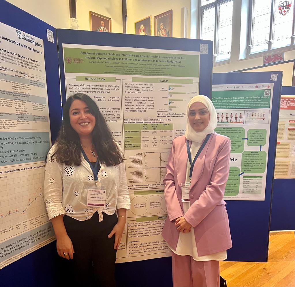 They also presented a study on agreement of child- and informant-based mental health assessments in a large epidemiological sample in Lebanon @Sara_aMansour @martinebejjani #SSM2023 at #Newcastle @SocSocMed @ftmaalouf @LilianGhandour