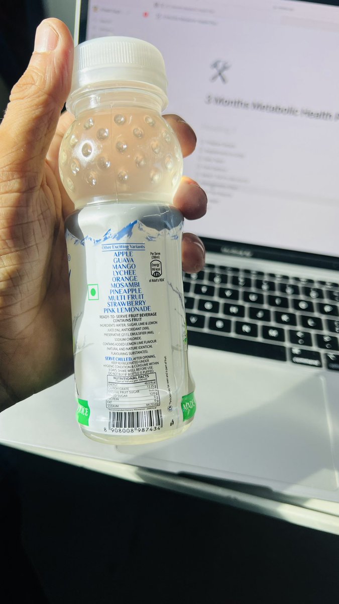 tallowdotin's tweet photo. 🚨 Beware! 🧐 Just spotted that tiny 12gms of added sugar in this small bottle - that's like 3 spoonfuls! 😱 Always, always read those ingredients labels before taking a sip! 🍬🥤 #SugarAlert #ReadBeforeYouSip https://t.co/OX87NCQ58p