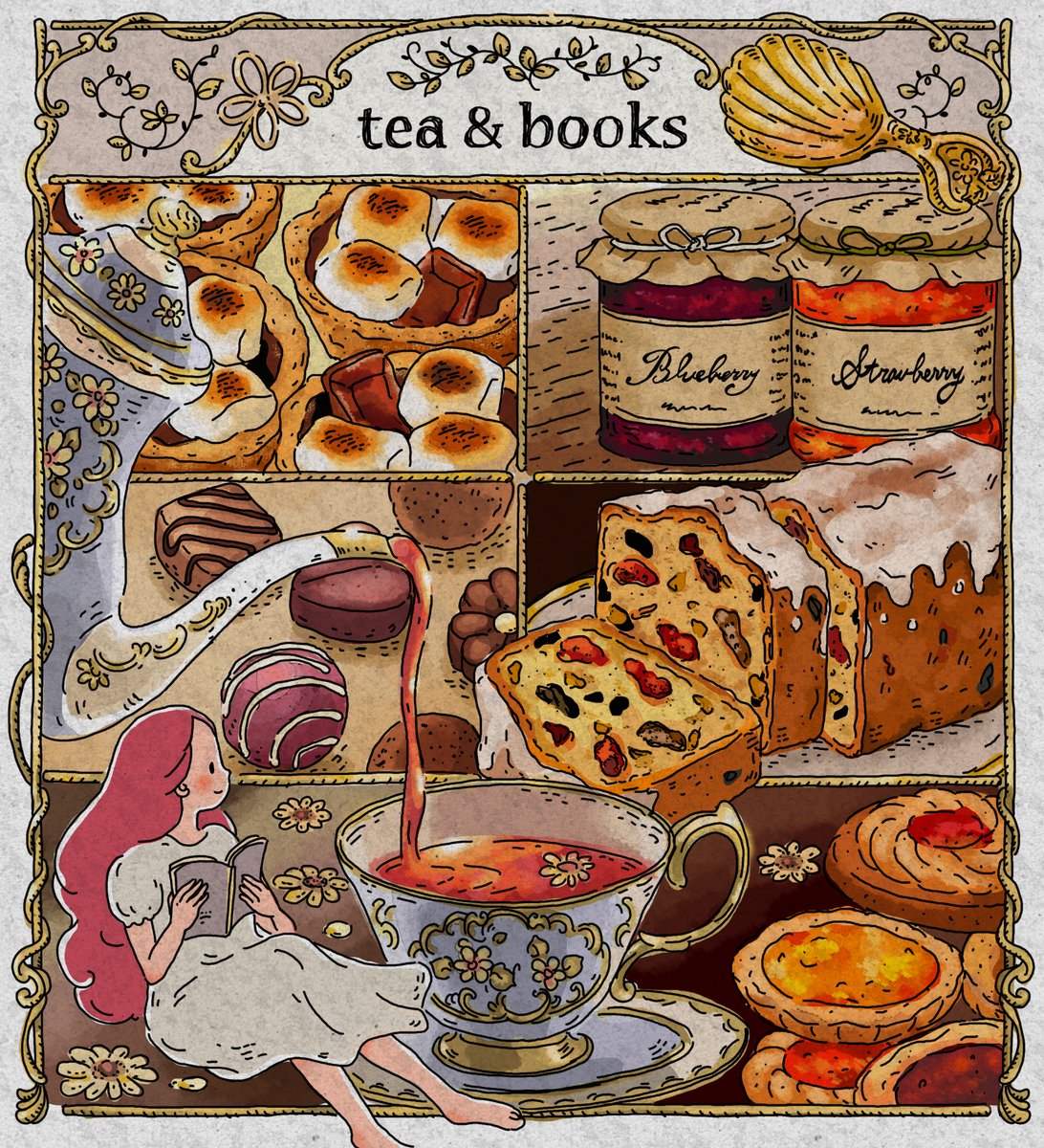 #イラスト好きさんと繋がりたい
#私の作品知ってもらえたら幸せの極み 
「紅茶が入ったよ☺️☕️」