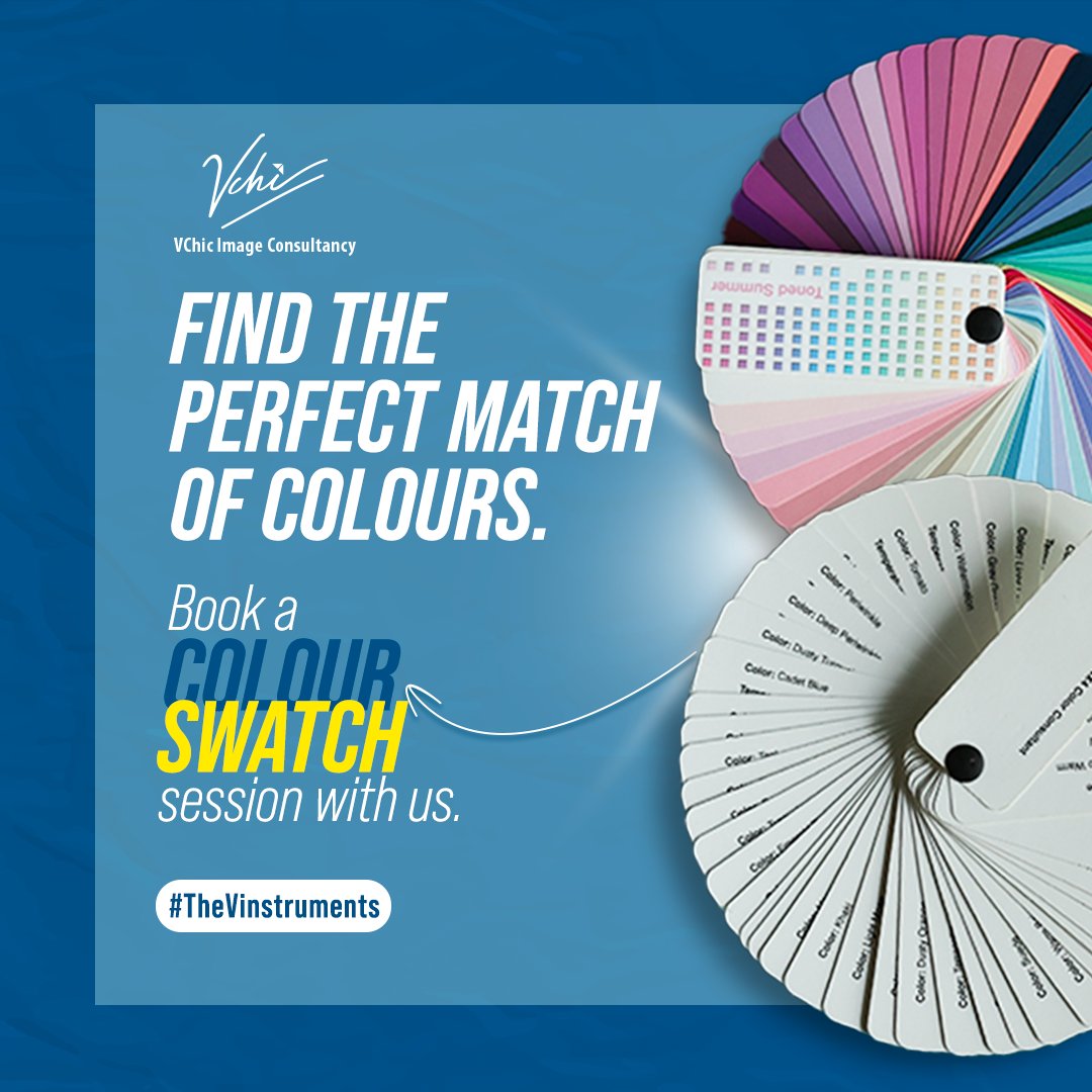 ImageVchic's tweet photo. Want to know which colour palette matches your skin tone? With our Colour Swatch, you will get the shades that help you coordinate your clothes with the shades that are perfect for you. DM us or comment below for more. #TheVinstruments.🙌🏻

#VareVChic #VChic #imageconsultancy https://t.co/KsdmDJkDHh