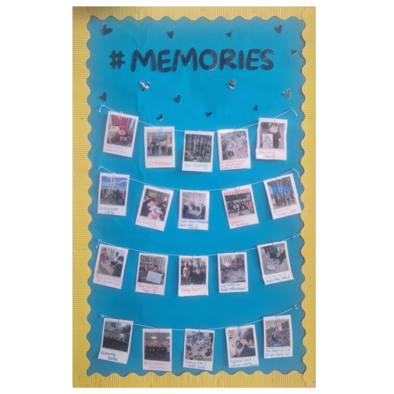 GGarnock's tweet image. Our new #memories display. It is so lovely looking back over the last year at all the fun and games, and achievements that our pupils (and staff) have gotten up to. So many smiles on our memories wall. We love it! #classfamily #positiverelationships #wellbeing #memories #proud