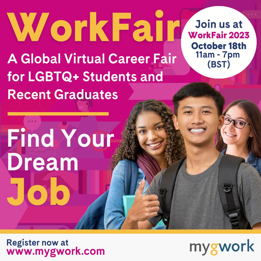 Get Hired Today! myGwork is proud to organise the most significant virtual global career fair for the LGBTQ+ community. Join #WorkFair 2023! Don't delay - click here to sign up for WorkFair 2023 today!mygwork.com/en/work-fair-2…