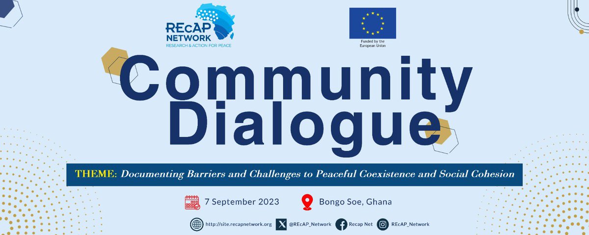 Today, the #REcAP Network team is in Ghana's Northern Region 🇬🇭, fostering a community dialogue centred around the theme “Documenting Barriers and Challenges to Peaceful Coexistence and Social Cohesion”.
#communitydialogue