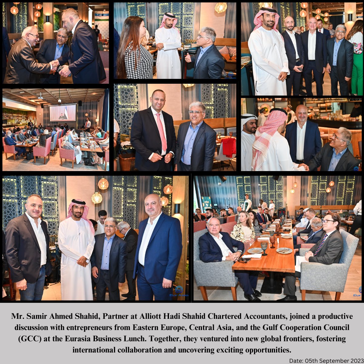 AlliottAMCUAE's tweet photo. Samir Ahmed Shahid FCPA, Partner at Alliott Management Consulting UAE,  joined a productive discussion with entrepreneurs from Eastern Europe,  Central Asia, and the Gulf Cooperation Council (GCC) at the EurAsia Gulf's Business Lunch. https://t.co/laM5Sc5HxC
