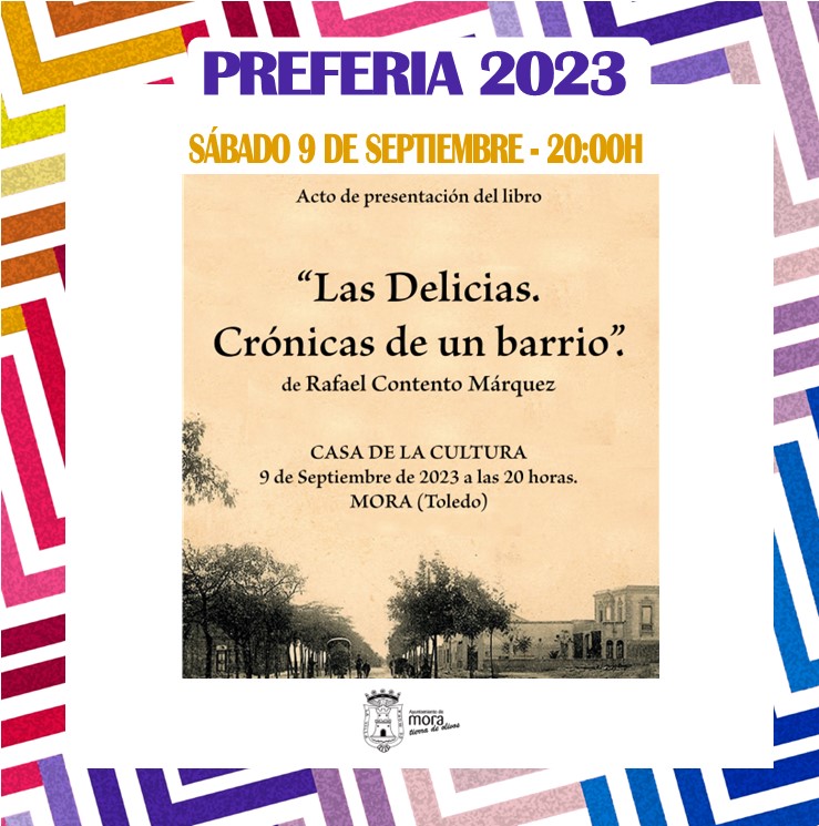 #Feria2023Mora - SÁBADO 9 -20:00h
📚En el 𝗦𝗮𝗹𝗼́𝗻 “𝗝𝘂𝗮𝗻 𝗚𝗮́𝗹𝘃𝗲𝘇” de #CasaCulturaMora, 𝗽𝗿𝗲𝘀𝗲𝗻𝘁𝗮𝗰𝗶𝗼́𝗻 𝗱𝗲𝗹 𝗹𝗶𝗯𝗿𝗼 “𝗟𝗔𝗦 𝗗𝗘𝗟𝗜𝗖𝗜𝗔𝗦. 𝗖𝗿𝗼́𝗻𝗶𝗰𝗮𝘀 𝗱𝗲 𝘂𝗻 𝗯𝗮𝗿𝗿𝗶𝗼” 𝗱𝗲 𝗥𝗮𝗳𝗮𝗲𝗹 𝗖𝗼𝗻𝘁𝗲𝗻𝘁𝗼 𝗠𝗮́𝗿𝗾𝘂𝗲𝘇.

#Mora #escritor