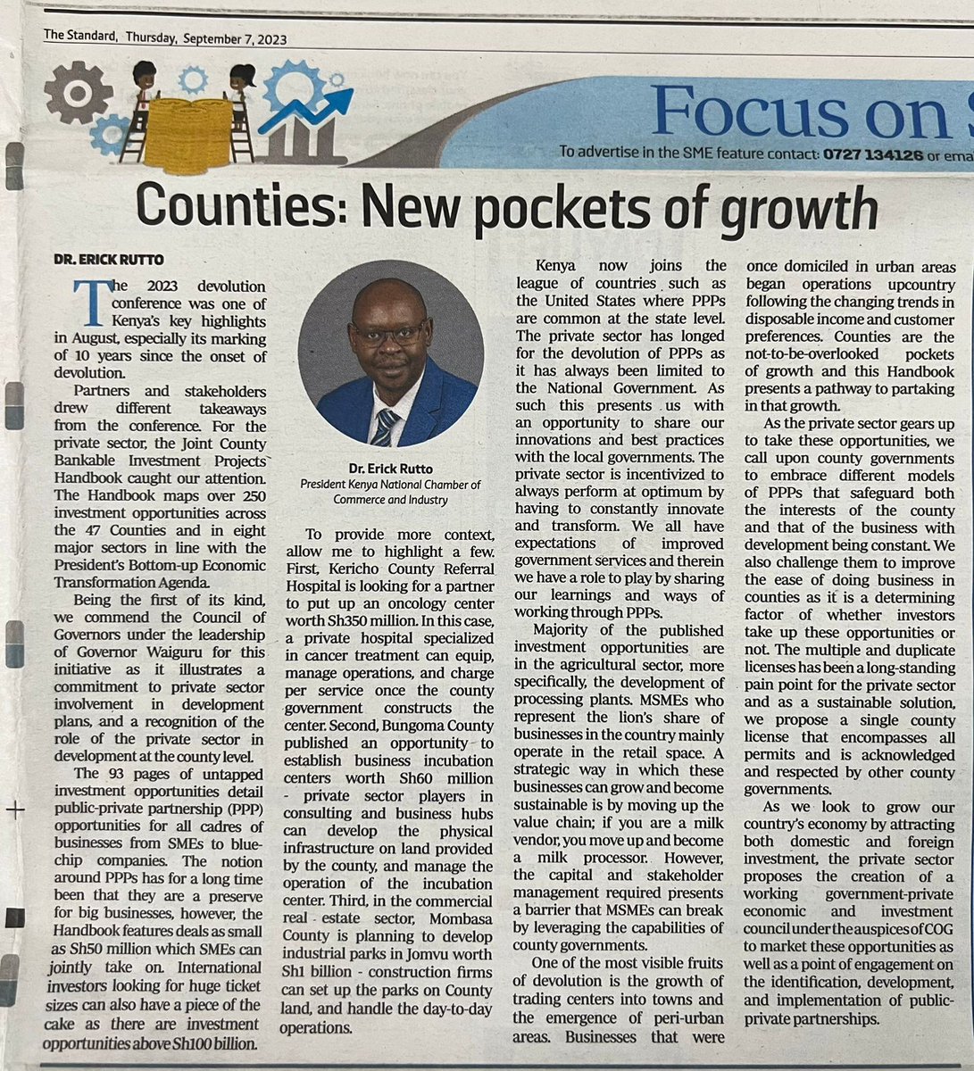 DrErickRutto's tweet photo. As we look to grow our country's economy by attracting both domestic and foreign investment,the private sector proposes the creation of a working Government-Private Economic and Investment council under the auspice of Council of Governors-Kenya. https://t.co/VCPO8L4ihY