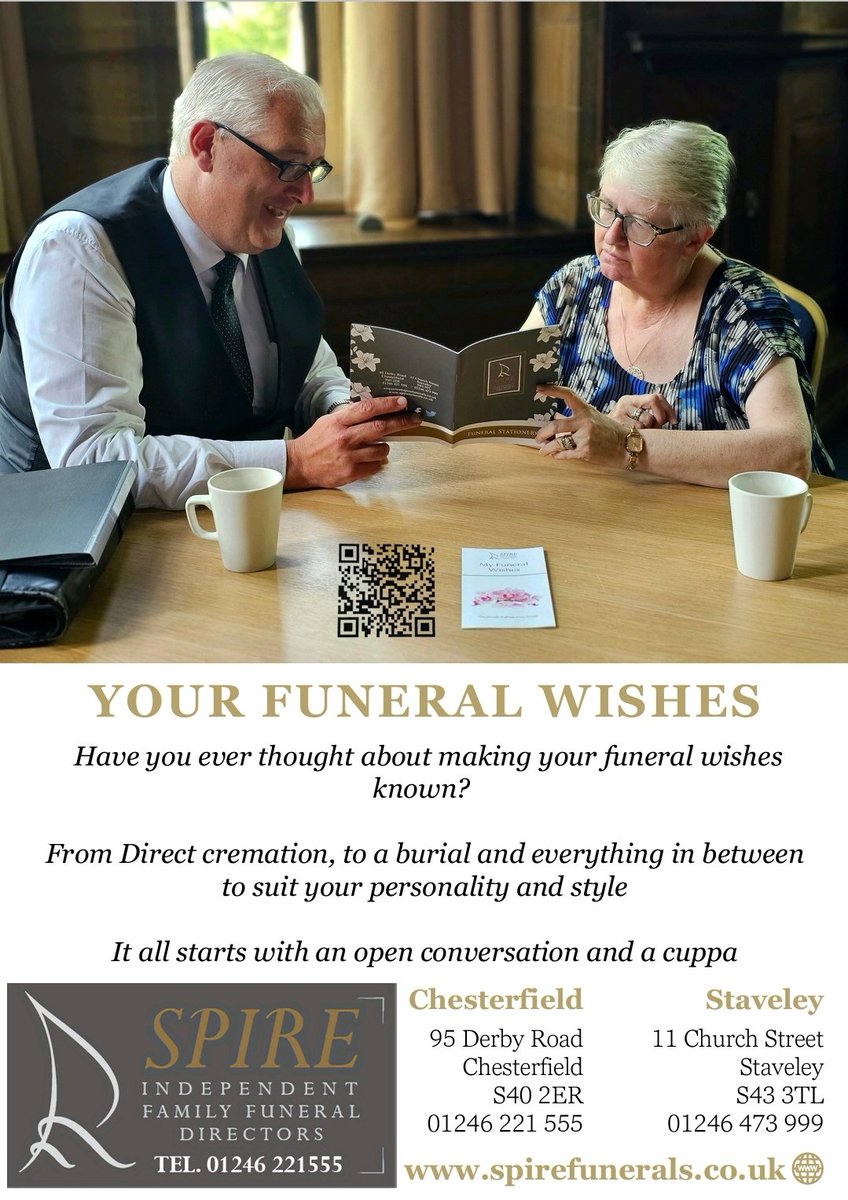 Did you know we offer a completely free ‘Funeral Wishes’ service?
Our ‘Funeral Wishes’ service gives you peace of mind that your wishes will be fulfilled without the need for any pre-payment.

For more information - call us
Chesterfield    01246 221555
Staveley       01246 473999