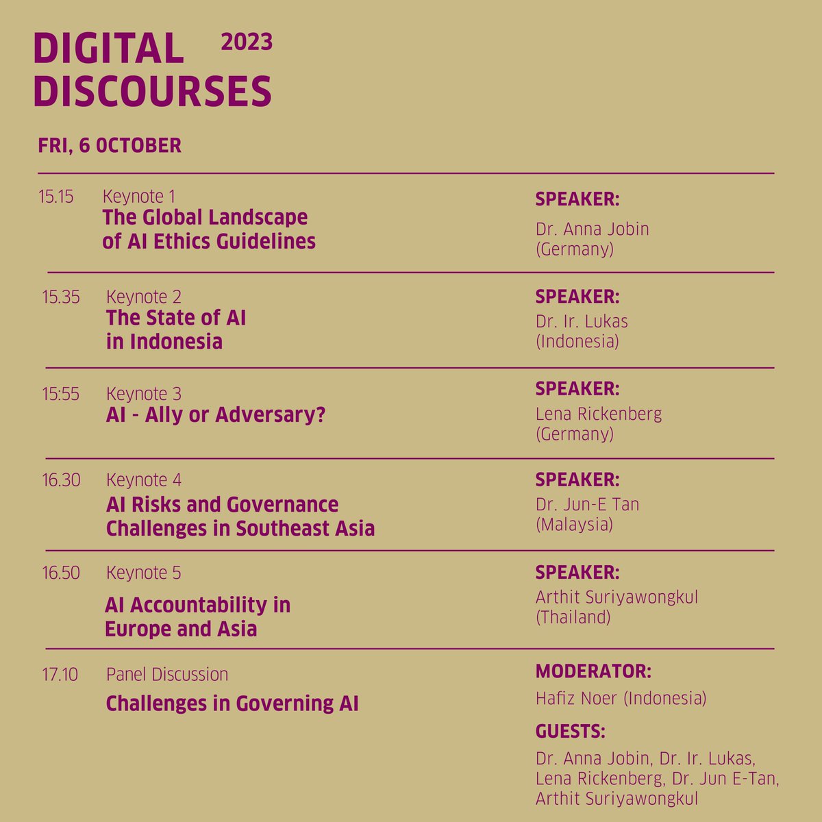 GI_Indonesien's tweet photo. With the conference “Digital Discourses 2023:  Humanity in the Age of AI”, we are raising the issue of how we are going to navigate our future relationship with the machines!

#DigitalDiscourses https://t.co/zHtoUGnKLr