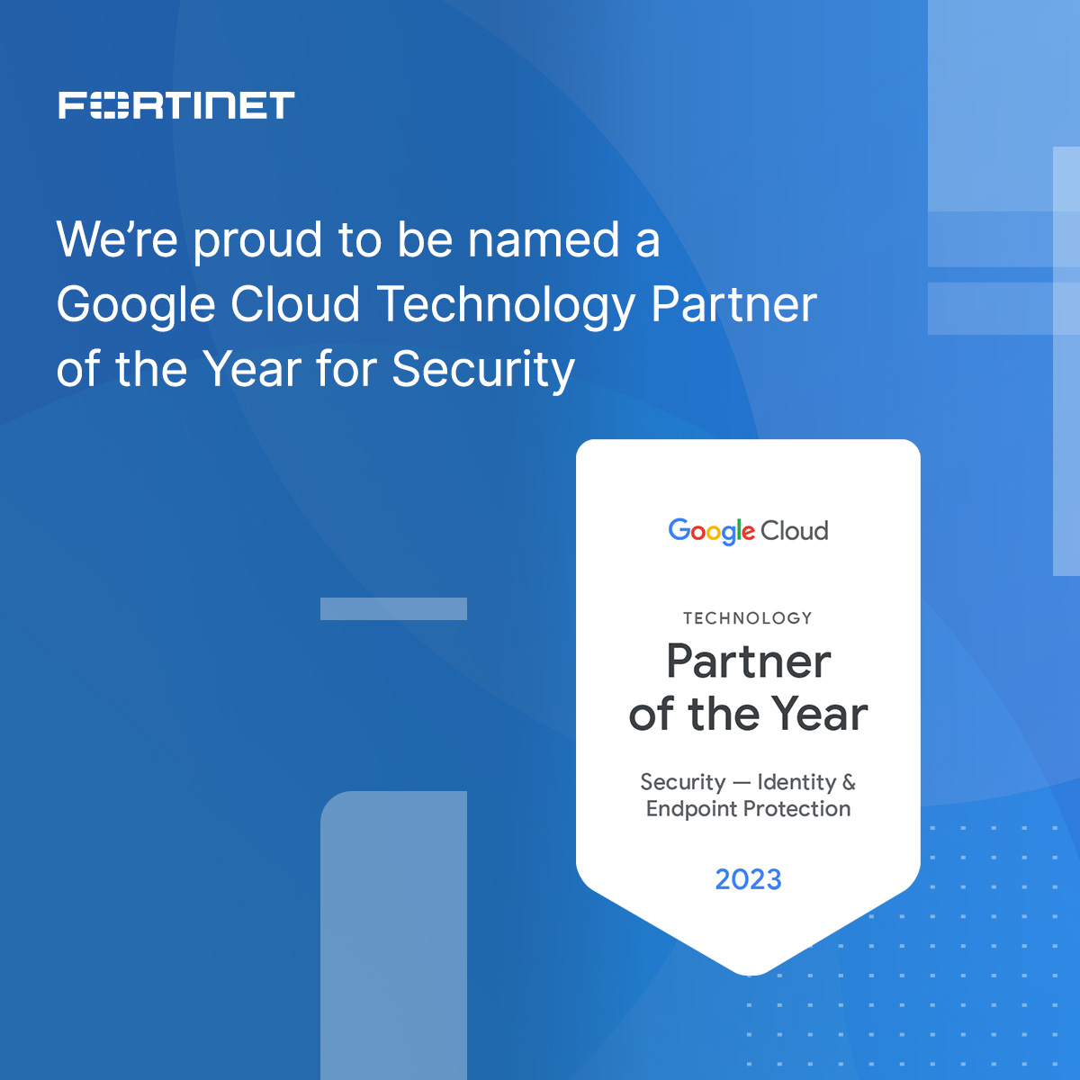 .<a href="/Fortinet/">Fortinet</a> is proud to be named the <a href="/GoogleCloud/">Google Cloud</a> Technology Partner of the Year for Security in Identity &amp; Endpoint Protection! 🎉 

Learn how #FortiEDR provides real-time visibility and enhanced threat detection. ftnt.net/6014PI5pC 

<a href="/gcloudpartners/">Google Cloud Partners</a>