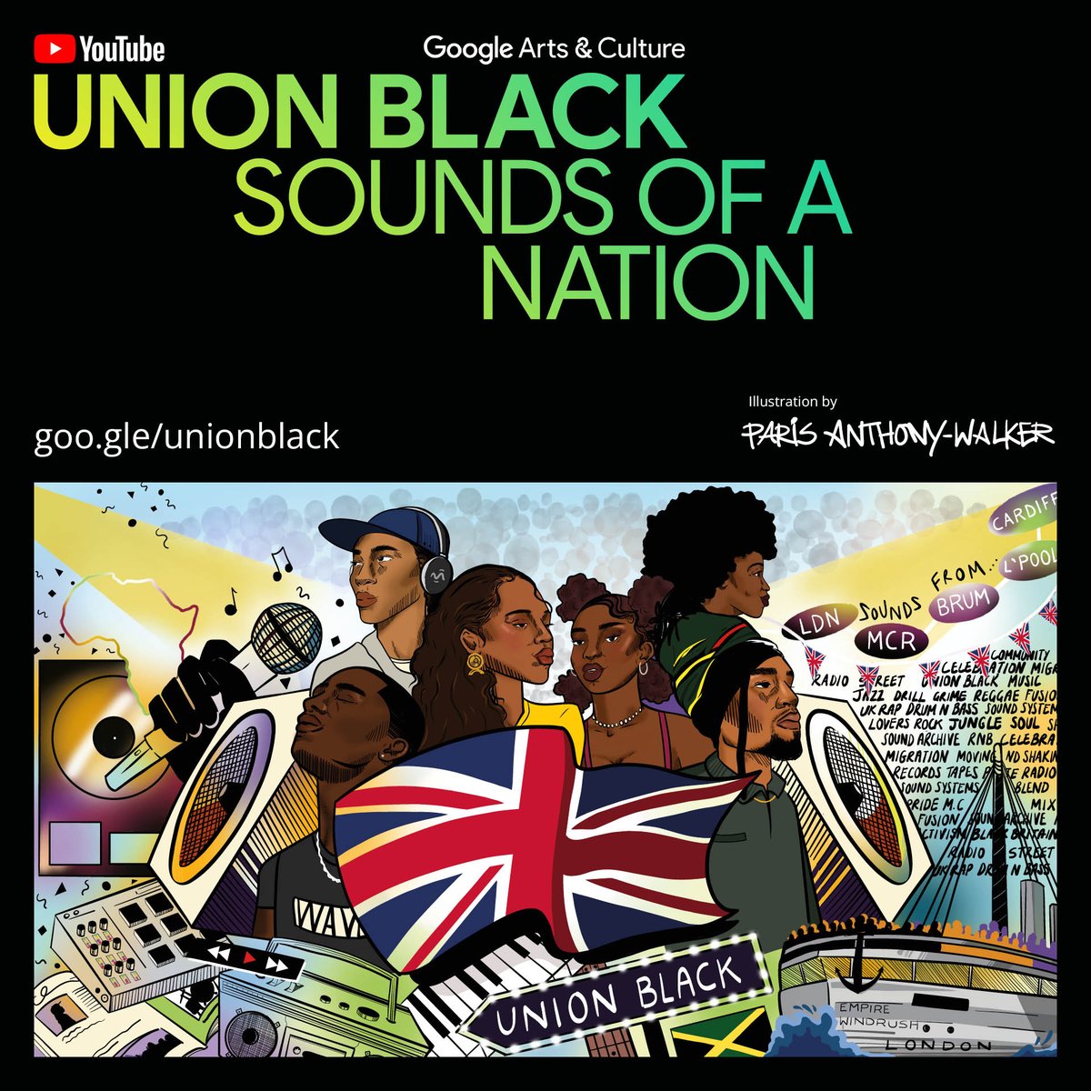 Today is the launch of #UnionBlack, a project by @YouTube @GoogleArts and 25 cultural partners and collaborators. Union Black celebrates the impact of Black British music and culture and we're so proud to be a part of it Head to goo.gle/unionblack to learn more!