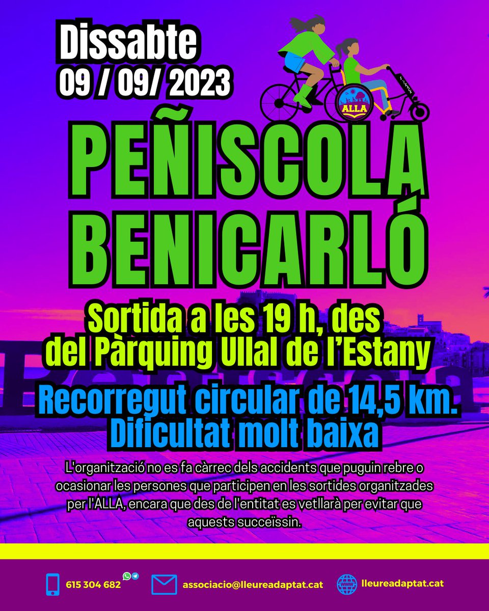 LLeureAdaptat's tweet photo. RODADA INCLUSIVA PEÑISCOLA - BENICARLÓ👩🏾‍🦽👩🏾‍🦼🚴🏾‍♀️ | Aquesta vegada rodarem pels passeigs marítims de les dues poblacions, fins a arribar al port de Benicarló, allà desfarem el camí fet (🧵) https://t.co/9R7aCBfHUN