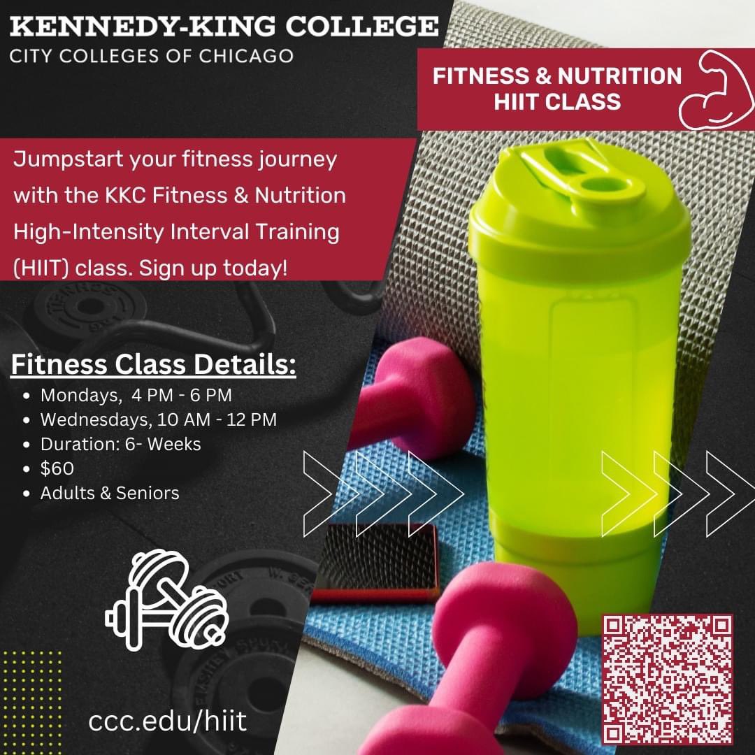 Ready to elevate your #fitnessjourney? Sign up for our 6-week Fitness & Nutrition High-Intensity Interval Training (HIIT) class. Perfect for adults & seniors looking to get in shape, have fun, & meet new people. ccc.edu/hiit #goals #motivation #fitness