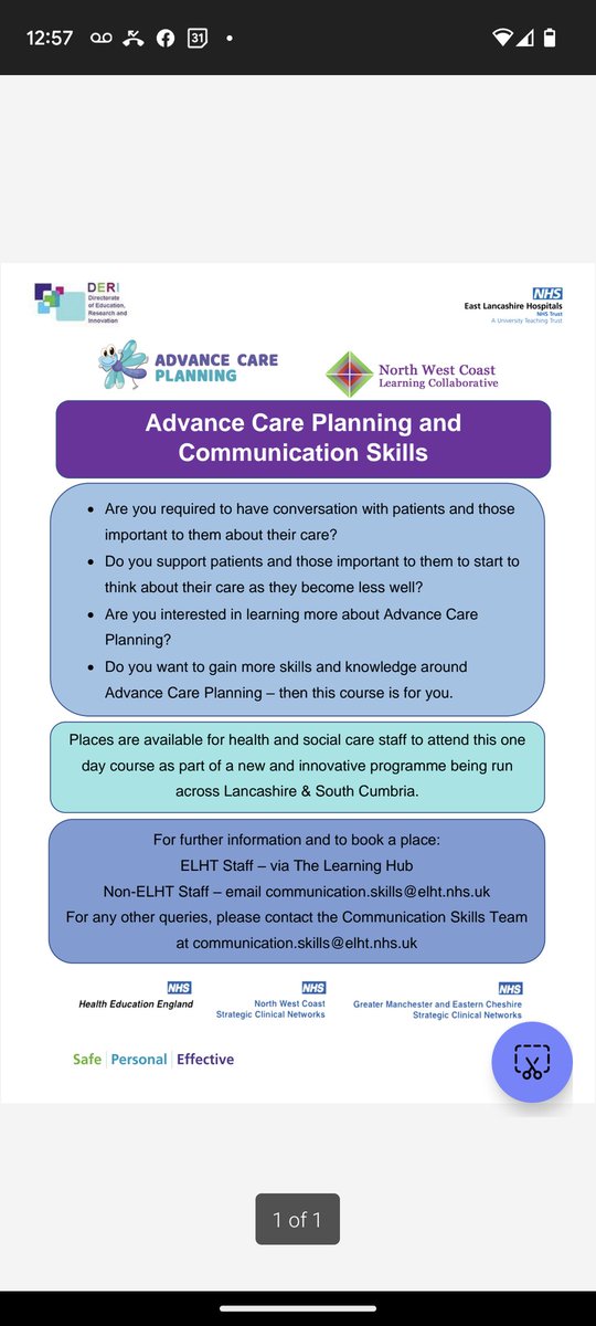 ELHT End Of Life and Bereavement Team (@elht_eolb_team) on Twitter photo Are you interested in learning more about Advanced Care Planning? Please book on ... Details below 👍
.
<a href="/ELHT_NHS/">East Lancashire Hospitals NHS Trust 💙</a> <a href="/quinn_ba/">Bernadette Quinn</a> <a href="/forrestcdmiim/">Cheryl Forrest RN HV MSc QN</a> Are you interested in learning more about Advanced Care Planning? Please book on ... Details below 👍
.
<a href="/ELHT_NHS/">East Lancashire Hospitals NHS Trust 💙</a> <a href="/quinn_ba/">Bernadette Quinn</a> <a href="/forrestcdmiim/">Cheryl Forrest RN HV MSc QN</a>