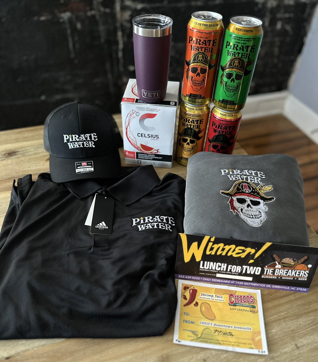 🚨GIVEAWAY ALERT🚨
RT &amp; FOLLOW <a href="/PR927FM/">Pirate Radio ☠️</a> for a chance to win this awesome Pirate Water prize package! 21 and older only
#Stations4Winners🏴‍☠️