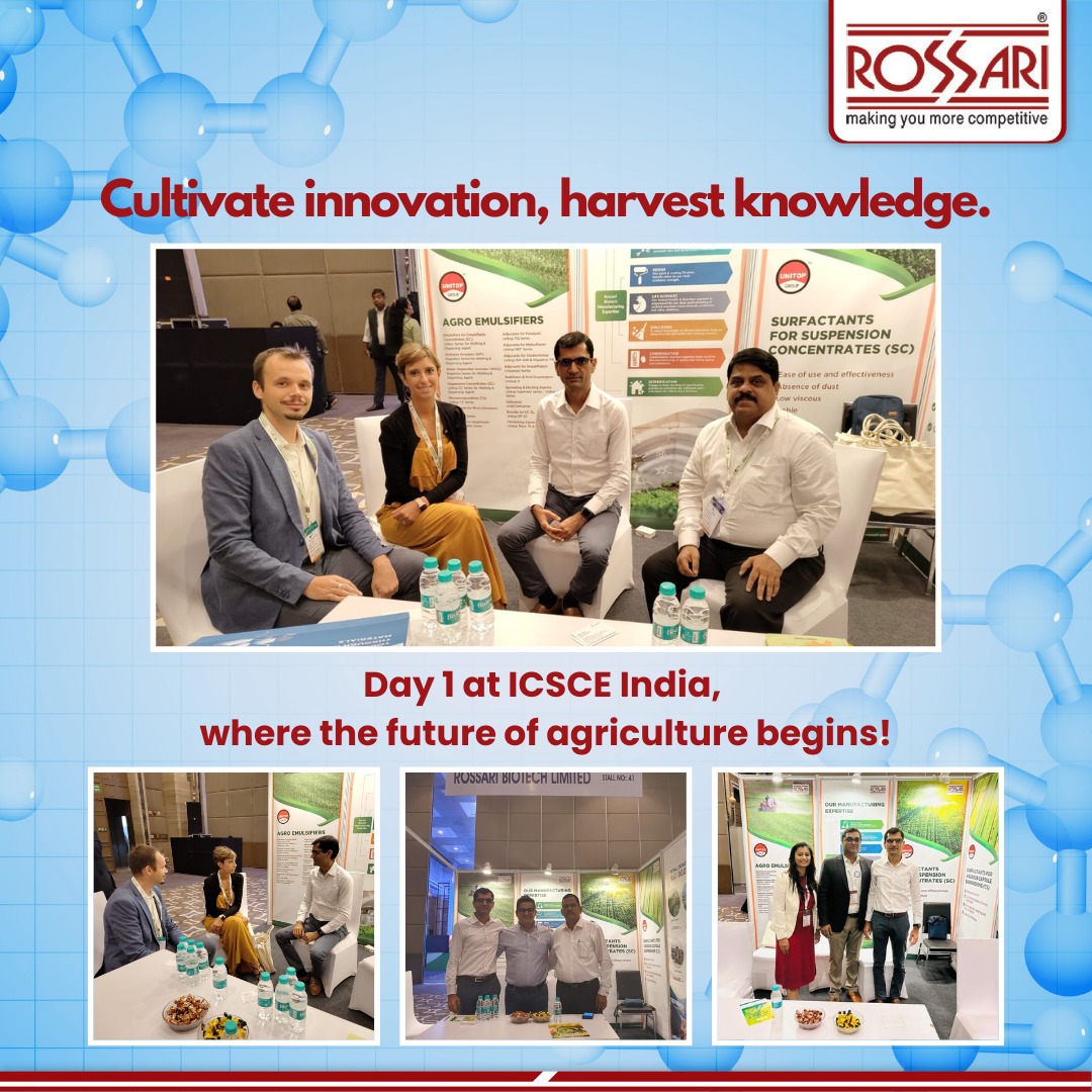RossariBiotech's tweet image. We're thrilled to kick off Day 1 of the prestigious International Crop-Science Conference &amp;amp; Exhibition (ICSCE) India at Hyatt Regency
#rossari #unitop #exhibition #ICSCExhibition #agrochemical #innovations #sustainability #future #agrosolutions #agriculture #business #opportunity