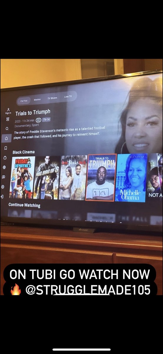 strugglemade105's tweet photo. Woke up to this photo of my documentary trending on @Tubi 🙌🏿🍿
#TrialsToTriumph https://t.co/VkMfVSC7YR