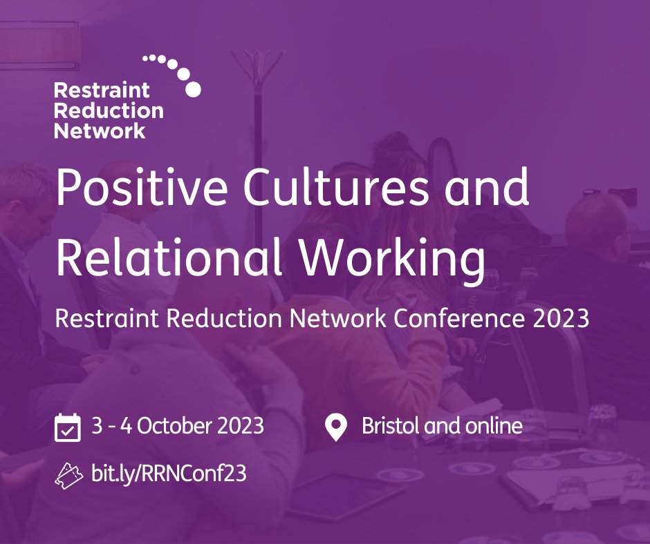 theRRNetwork's tweet photo. The programme for Positive Cultures and Relational Working - the RRN's annual conference - is now live!

Join us in Bristol or online this October for a fantastic two days exploring how we can reduce restrictive practice: https://t.co/VagNQe6WTi

#RestraintReduction
#RRNConf23 https://t.co/br2zDGANYj