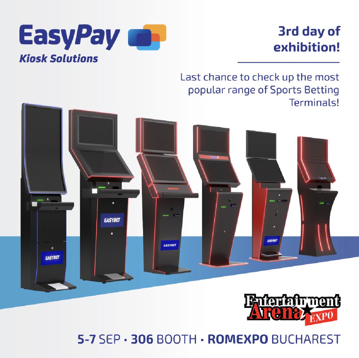 EasyPay_System's tweet image. 3rd and last day of Entertainment Arena Expo 2023, so don’t miss the last chance to visit us at 306 booth.

📍Bucharest- Romexpo

#exhibitor #manufacturer #selfserviceterminal #easypay #ssbt #hardware