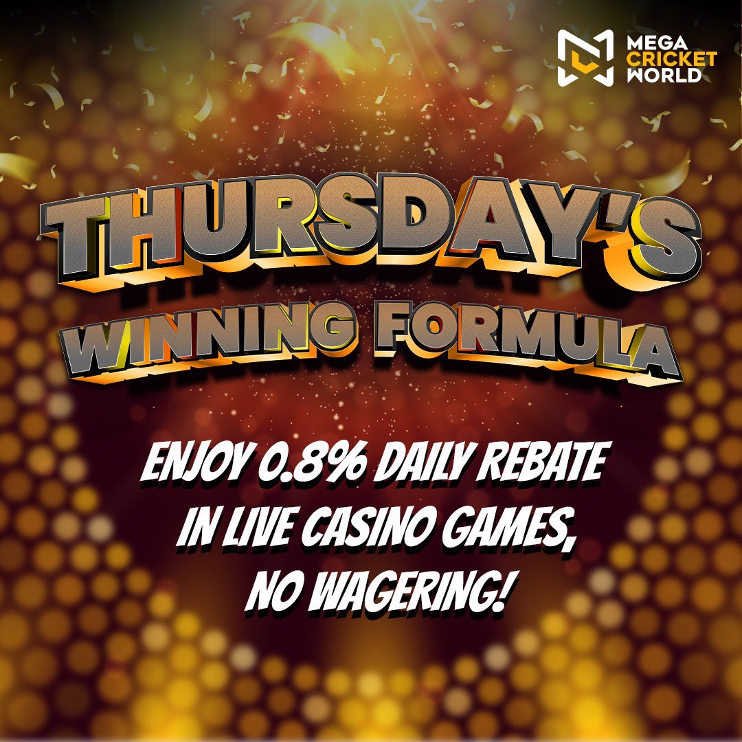 mcworldsocial's tweet photo. Crack the Code to Thursday Success: 0.8% Daily Rebate, No Wagering, All Rewards! π€©π
π https://t.co/xT3lmd3QLr
#Thursdays #thursdaymotivation #thursdaythoughts #thursdaymood #MegaCricketWorld #LiveCasinoGames #CasinoGames #LiveCasio https://t.co/TEXrHpFky3