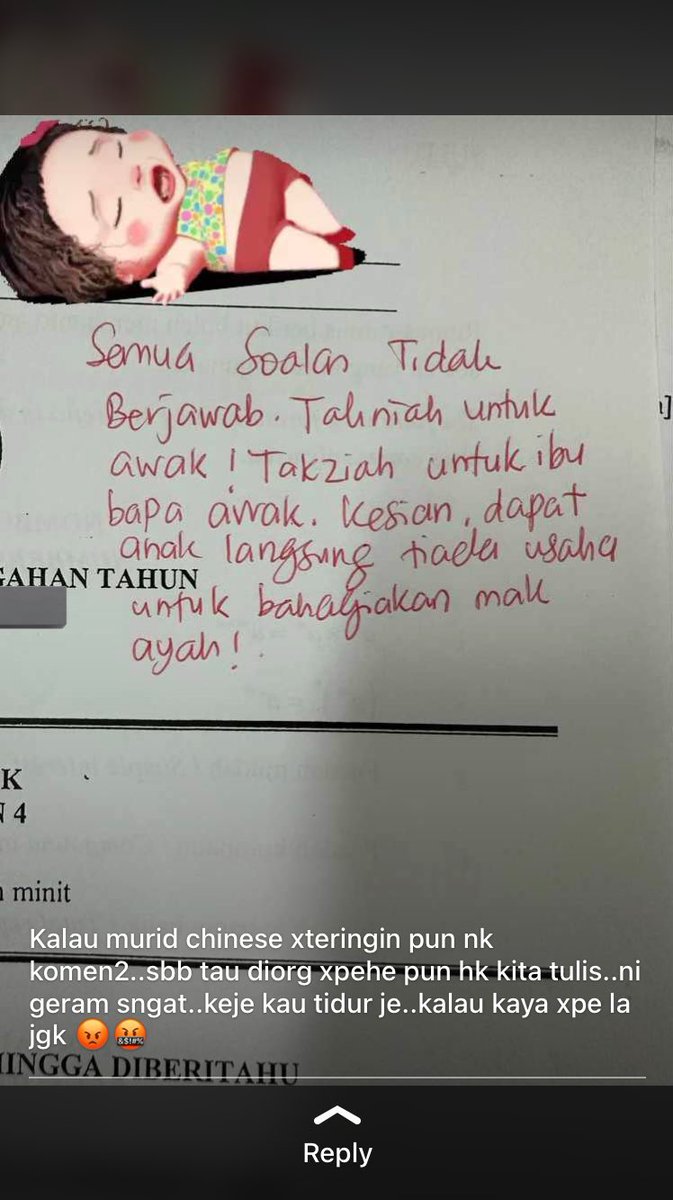 hourlymalaytwt's tweet photo. korang rasa cikgu boleh ke bagi kata kata macam ni? rude gila https://t.co/PHHbrjZKrx