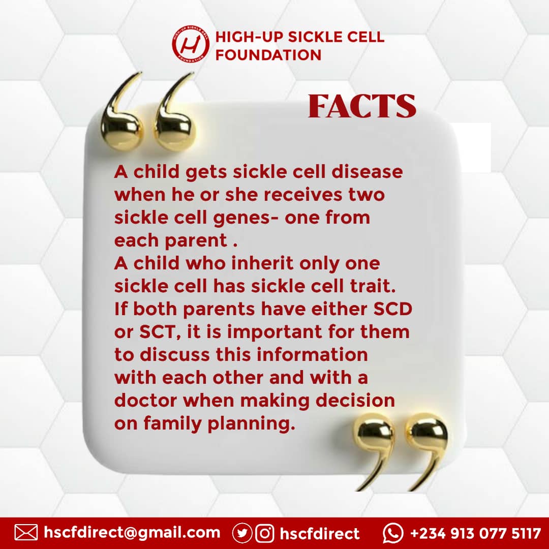 #Let's break the cycle together.
#HSCF
#Sicklecellawarenessmonth
#Sickletember
#Knowyourgenotype
#Stopstigmatization