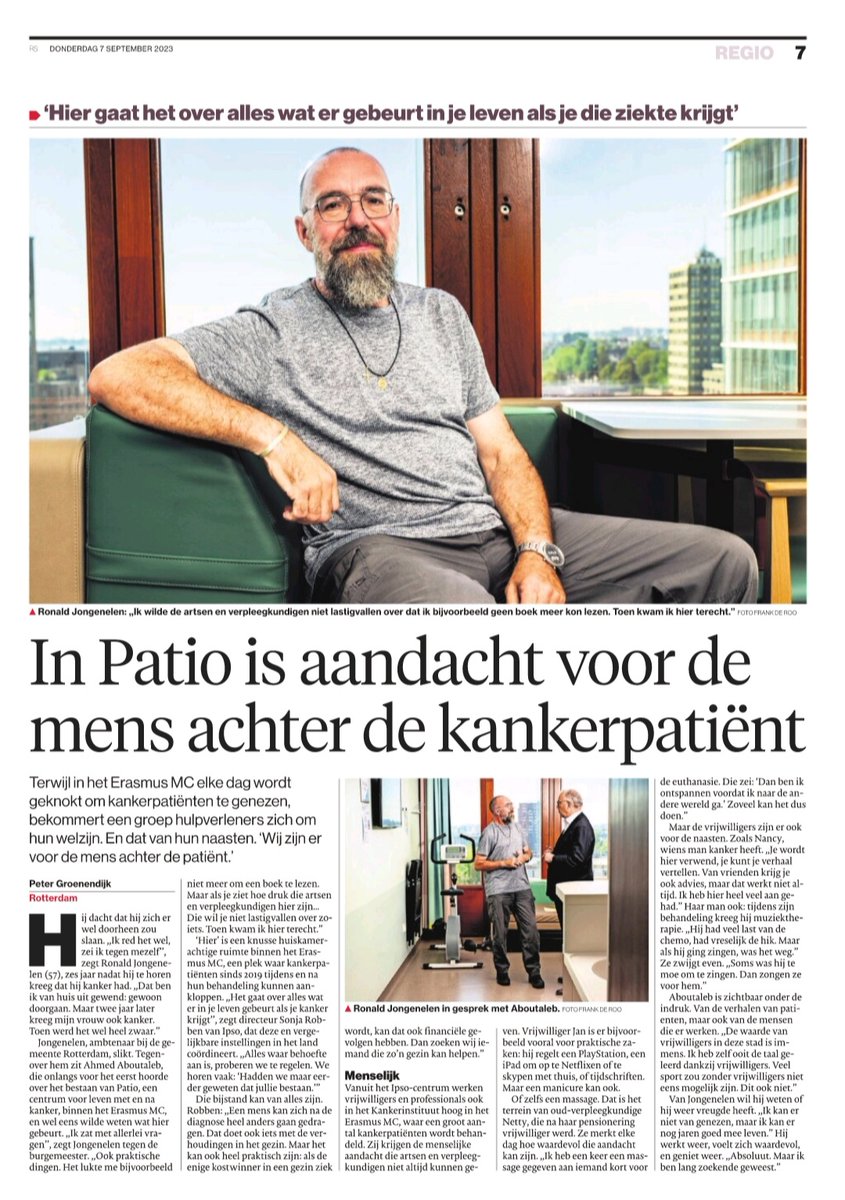 IPSO (@ipso_nl) on Twitter photo Mooi artikel vandaag in het AD door <a href="/groenendijkp/">Peter Groenendijk</a> over het bezoek van burgemeester Aboutaleb van <a href="/rotterdam/">Gemeente Rotterdam</a> aan PATIO, het IPSO centrum in het <a href="/ErasmusMC/">Erasmus MC</a>. De burgemeester sprak er o.a. met Ronald die veel steun vindt bij het centrum. Mooi artikel vandaag in het AD door <a href="/groenendijkp/">Peter Groenendijk</a> over het bezoek van burgemeester Aboutaleb van <a href="/rotterdam/">Gemeente Rotterdam</a> aan PATIO, het IPSO centrum in het <a href="/ErasmusMC/">Erasmus MC</a>. De burgemeester sprak er o.a. met Ronald die veel steun vindt bij het centrum.