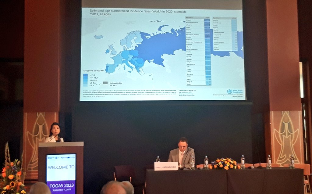 alinkmd's tweet photo. Great start for #TOGAS meeting at #EHMSG 2023 with updates to #GastricCancer epidemiology from Jin Park from IARC https://t.co/DTLapPUzNG