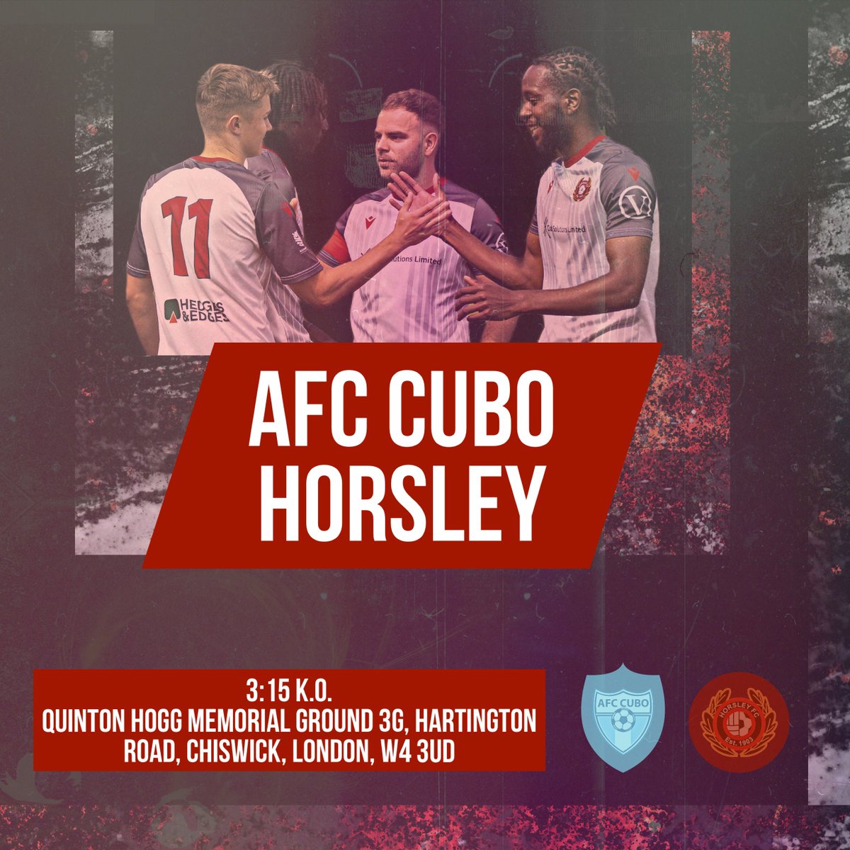 🆚 <a href="/AFCCubo/">AFC Cubo</a> 
⚽️ @SurreyPremierCF 
📆 09/09/2023
⏰ 3:15pm K.O.
📍Quinton Hogg Memorial Ground