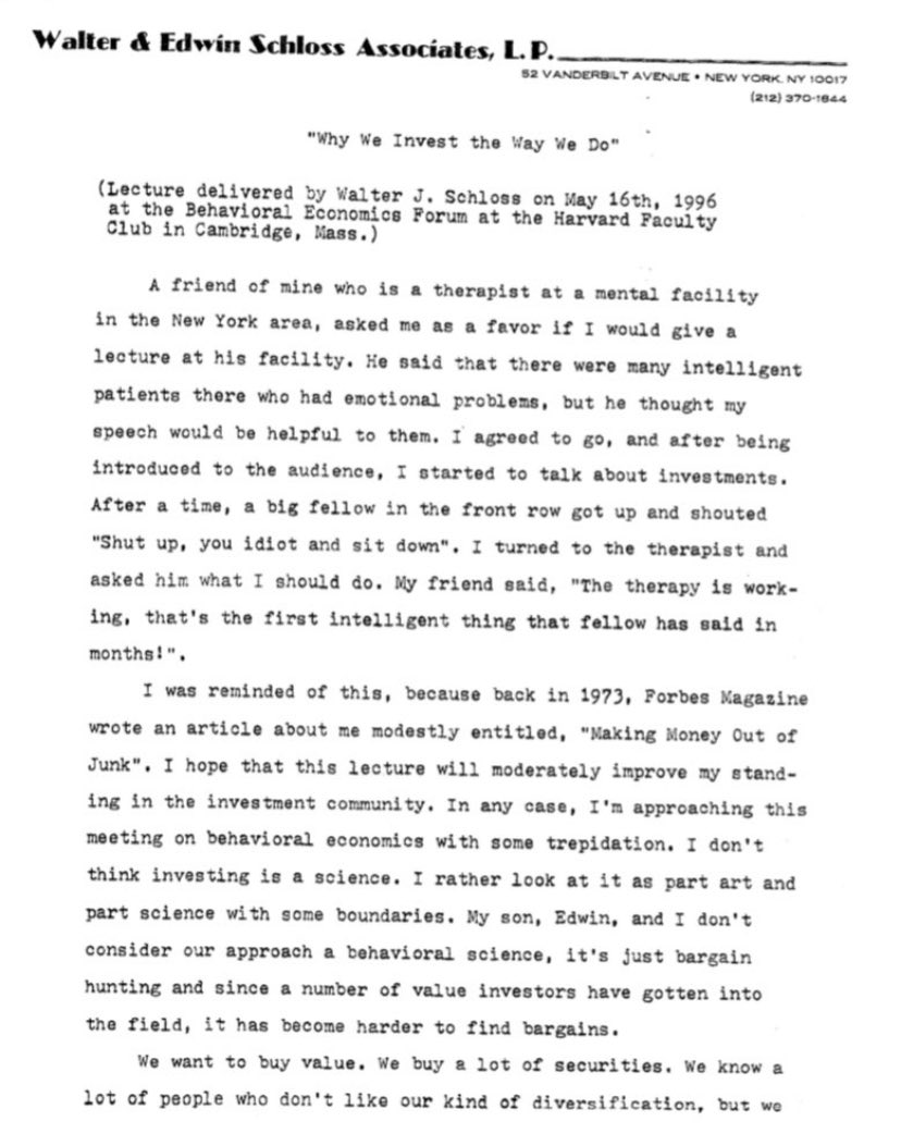 F_Compounders's tweet photo. Walter Schloss returned 15.7% per year over 45years. 

He wrote this paper explaining why he invests the way he does. 

“Why We Invest The Way We Do” by Walter Schloss https://t.co/v1Kk4WP3TU