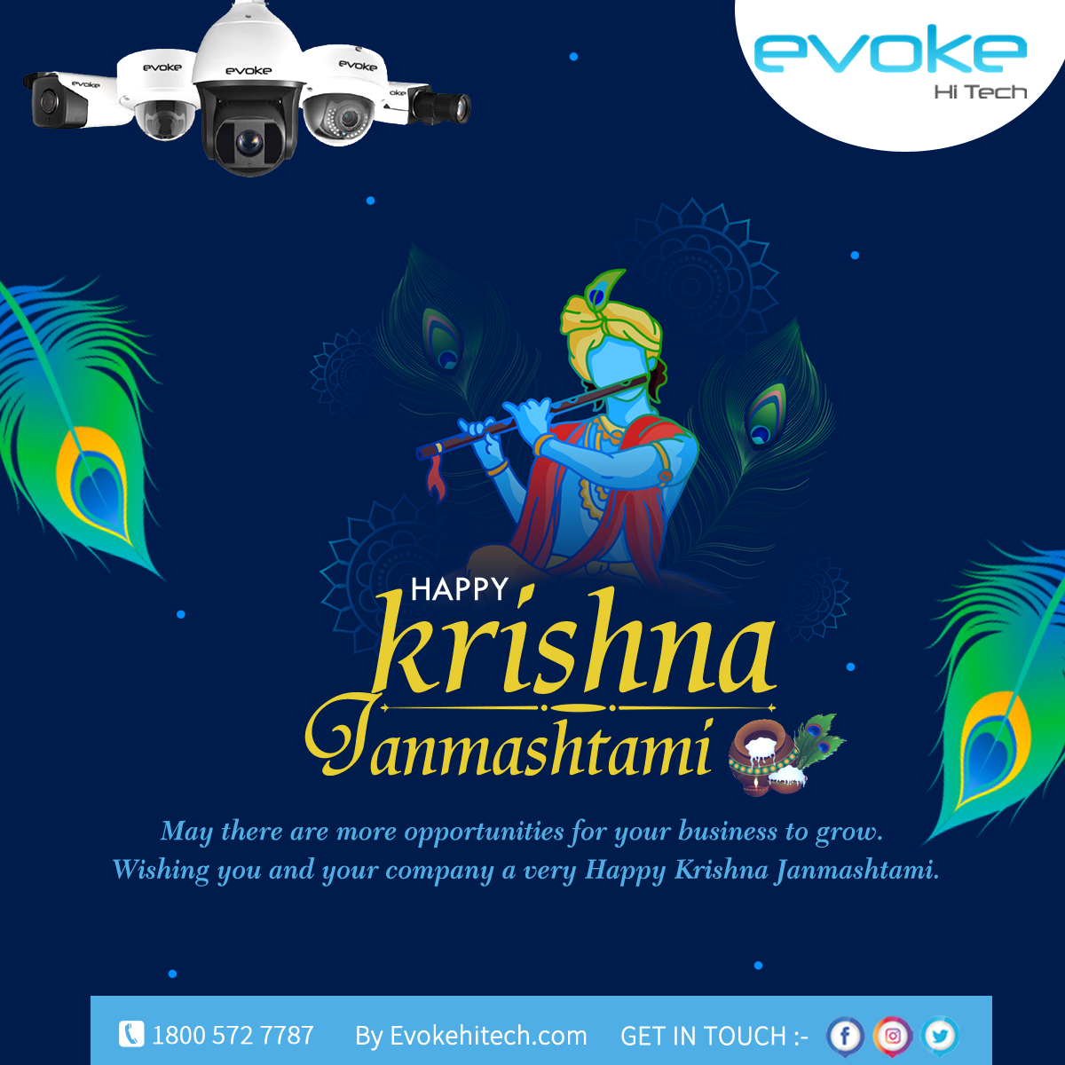evokehitech's tweet photo. May lord Krishna always bless you with happiness, love, and peace. Happy Janmashtami to you and your family! ❤️✨ 
#janmashtami #janmashtami2023 #JanmashtamiVibes #janmastmispecial  #HappyJanmashtami2023 #krishnajanmashtami #radhekrishna #krishnabirthday #CCTVCamera #CCTV https://t.co/ZuuUahq8RE