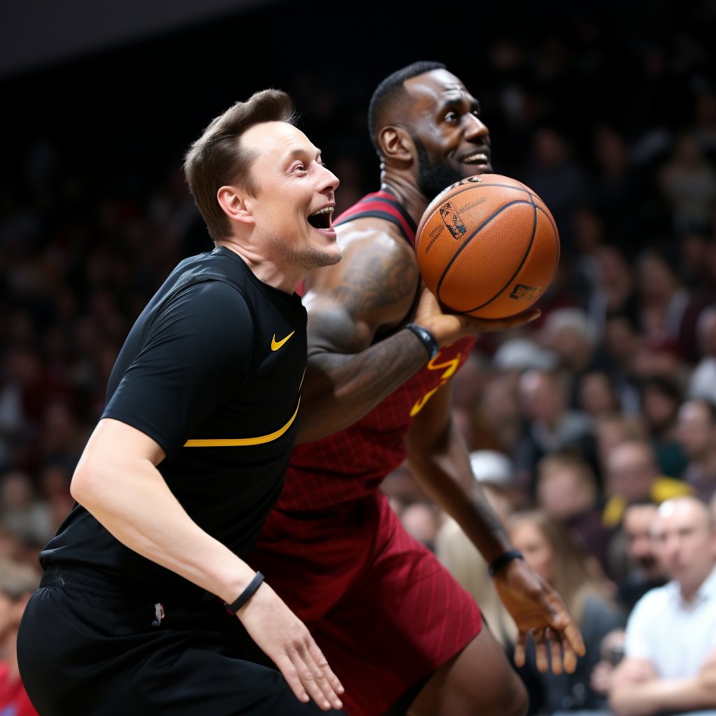 ElonMuskAOC's tweet photo. The NBA Finals, 1969.

With my close teammate, Lebron James. https://t.co/pS0QzHPtar