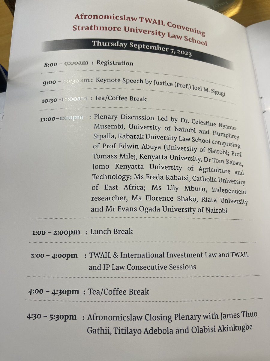 Titi_Adebola's tweet photo. Afronomicslaw TWAIL Workshop (7 September 2023). Keynote: Justice Joel M Ngugi 🔥🔥🔥

TWAIL-Commitments:
-Historical analysis of law.
-Uncovering the material interests of groups.
-Pluralism in the law and people-centred justice systems.
-Societal transformation.
#afronomicslaw https://t.co/4bvINIA6aa
