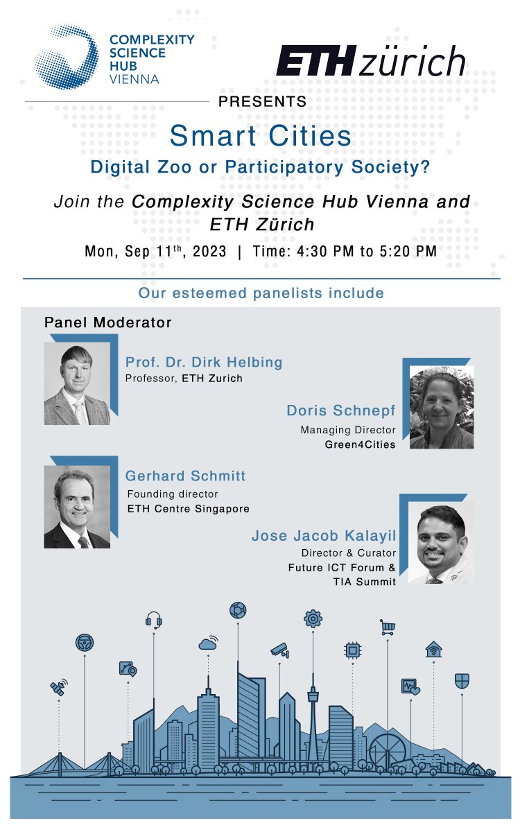 Complexity Science Hub (@cshvienna) on Twitter photo How can smart cities lead the way toward a more sustainable, livable, and secure future? Join us for this exciting panel discussion at the <a href="/CSHVienna/">Complexity Science Hub</a>!
Register here: csh.ac.at/event/panel-di… How can smart cities lead the way toward a more sustainable, livable, and secure future? Join us for this exciting panel discussion at the <a href="/CSHVienna/">Complexity Science Hub</a>!
Register here: csh.ac.at/event/panel-di…