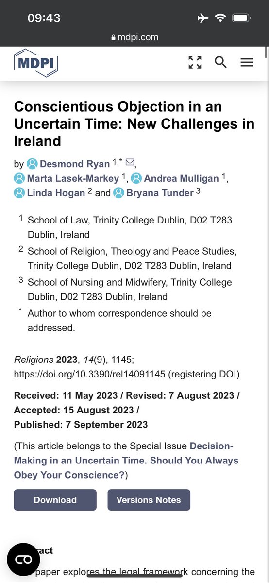Bryana Tunder (@bctunder) on Twitter photo Excited to see our first <a href="/CORALE_CO_Study/">Conscientious Objection: Abortion, Law & Ethics</a> paper published!
mdpi.com/2077-1444/14/9…
<a href="/MartaMarkey/">Marta Lasek-Markey</a> <a href="/LindaHoganTCD/">Linda Hogan</a> <a href="/DesRyanTCD/">Desmond Ryan</a> <a href="/AndieMulligan/">Andrea Mulligan</a> <a href="/joanlalor2907/">Jay Lalor</a> Excited to see our first <a href="/CORALE_CO_Study/">Conscientious Objection: Abortion, Law & Ethics</a> paper published!
mdpi.com/2077-1444/14/9…
<a href="/MartaMarkey/">Marta Lasek-Markey</a> <a href="/LindaHoganTCD/">Linda Hogan</a> <a href="/DesRyanTCD/">Desmond Ryan</a> <a href="/AndieMulligan/">Andrea Mulligan</a> <a href="/joanlalor2907/">Jay Lalor</a>