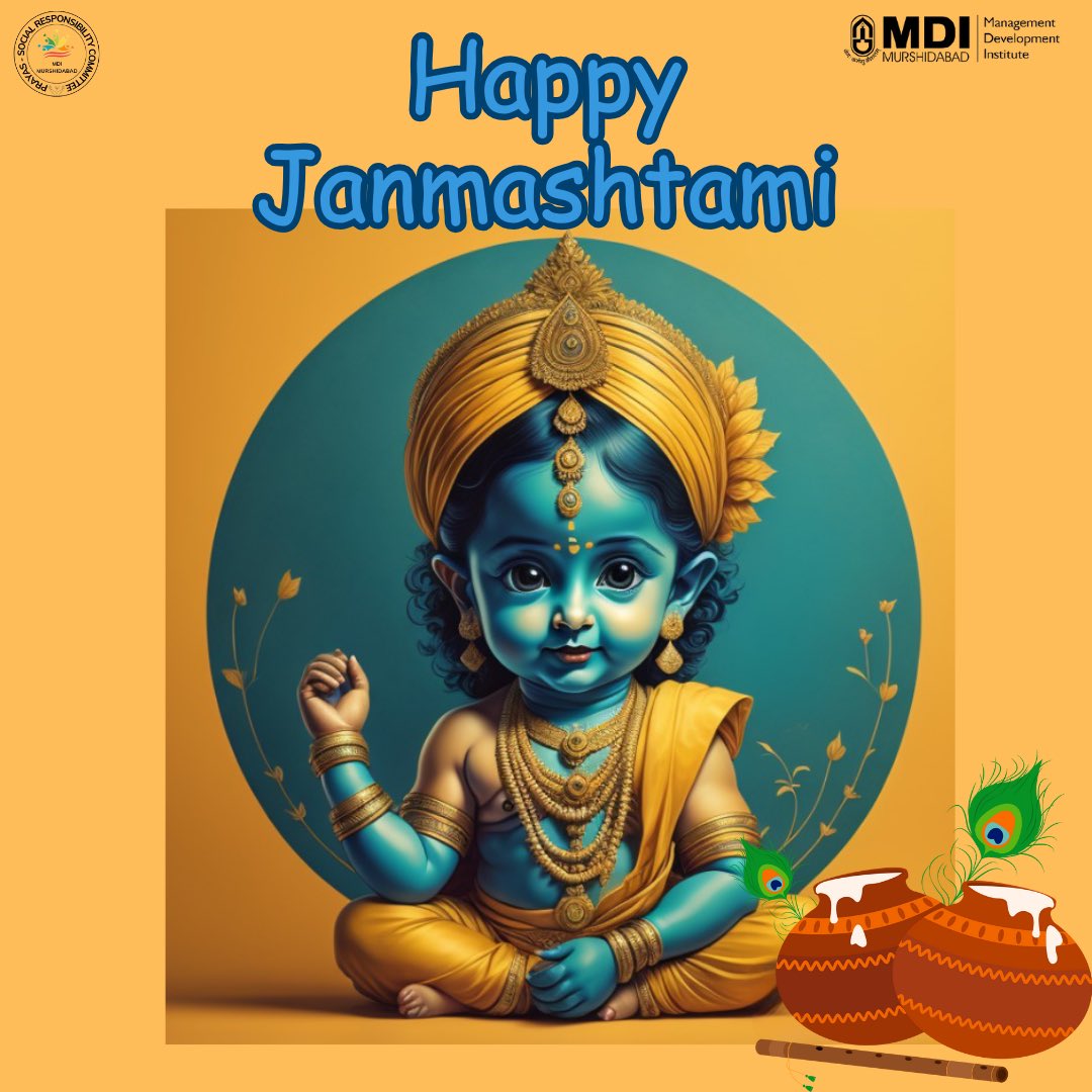 Prayas_mdim's tweet photo. celebrating Lord Krishna's great love on this auspicious Janmashtami! Let's accept Krishna's teachings, which serve as a reminder of the value of compassion, love, and devotion. We wish you happiness and spiritual awakening on this day. We hope everyone has a happy Janmashtami https://t.co/1NXucFClNC