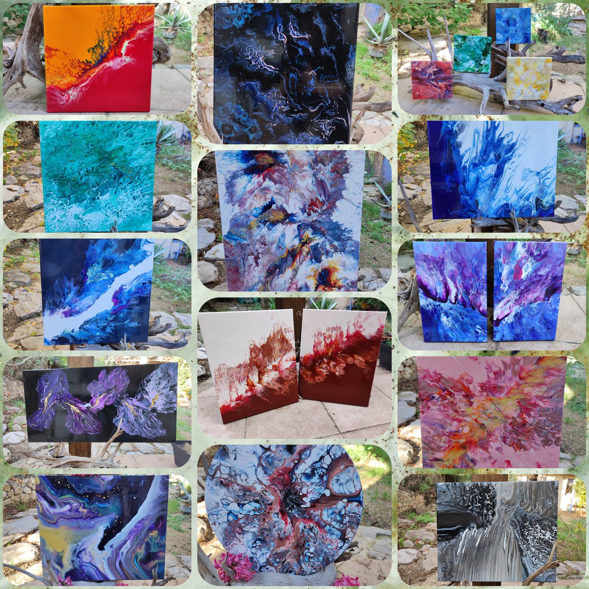 alyssonrose1's tweet photo. ❤️ Ensemble de mes tableaux ❤️

N'oubliez pas la promo en cours sur toute la boutique! 

https://t.co/Rs7gJP56Fy

#art #artfluide #artabstrait #acryliquepouring #acrylicpainting #flipcup #fluidpainting #fluidart #faitmain #vente #etsy #etsyseller #etsyshop https://t.co/kRLJCNIxdu