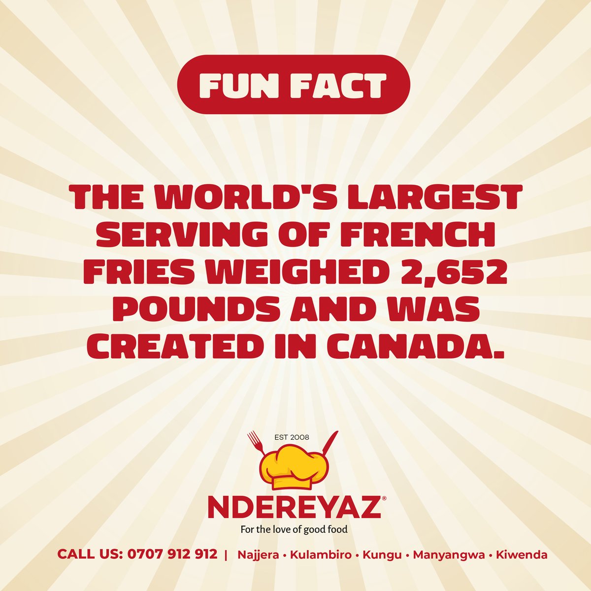 Fry fanatics, brace yourselves! On this #FactFunFriday, we're taking you to the spot where the world's biggest serving of fries made history.