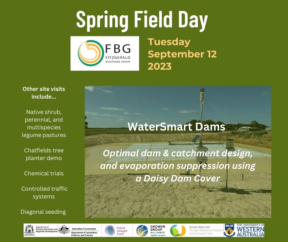 Another #smartdams install completed today! Come along to our Spring Field Day on September 12 to see the Daisy Dam Cover at Jones' farm in Gairdner. Register here fbg.org.au/spring-field-d…