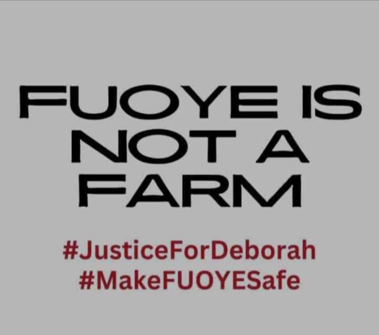 @NigEducation @FUOYEnews @officialABAT @PBATMediaCentre 
#fuoyeconnect #JUSTICEFORDEBORAH #Nigerians #studentlife #fuoyecast  💪🏼
Make fuoye a better place for us