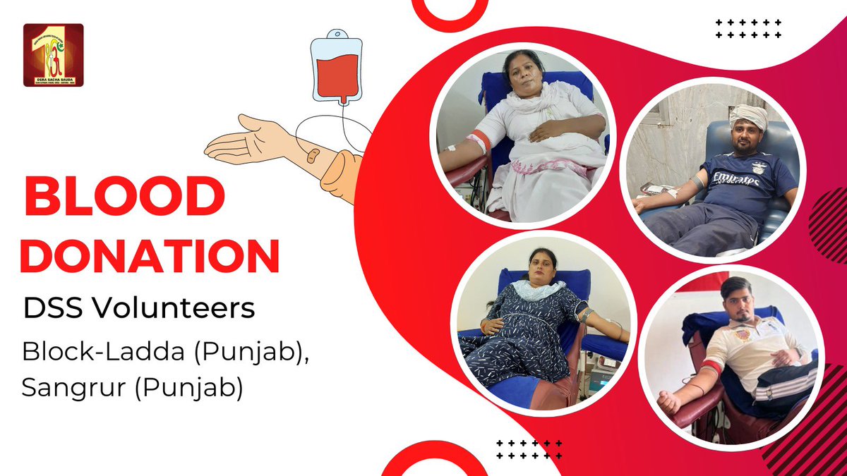 DSSNewsUpdates's tweet photo. In a remarkable act of kindness and humanity! Dera Sacha Sauda volunteers  have joined hands to donate blood🩸for patients in critical need. Their collective effort is a testament to the power of humanity and selflessness. #DonateBloodSaveLives #DeraSachaSauda https://t.co/JG7Ywf7TcI